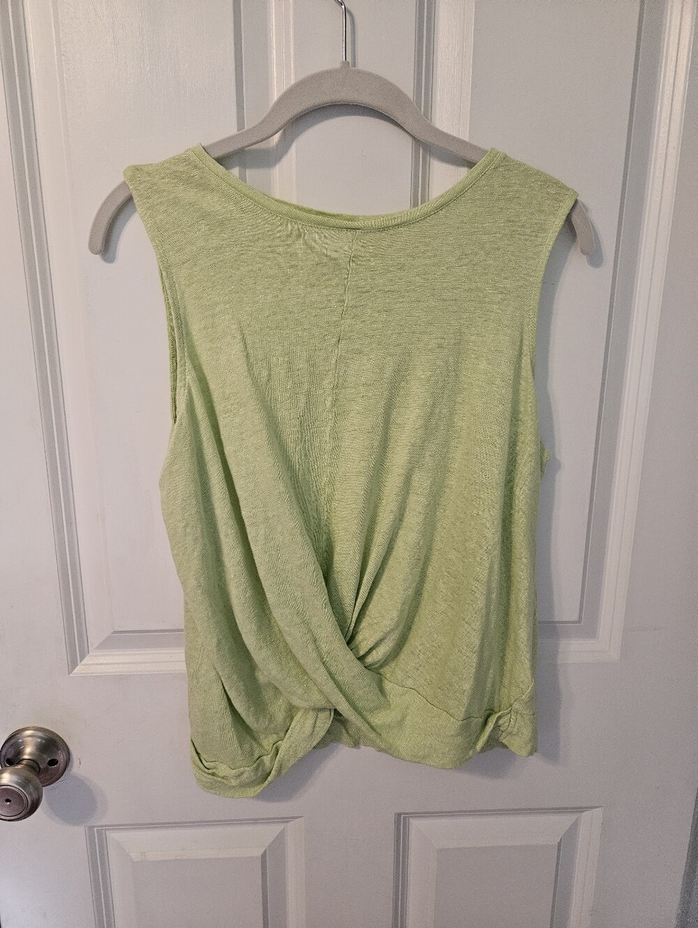 J.jill 100% Linen Twist-Back Tank Top - Light Green